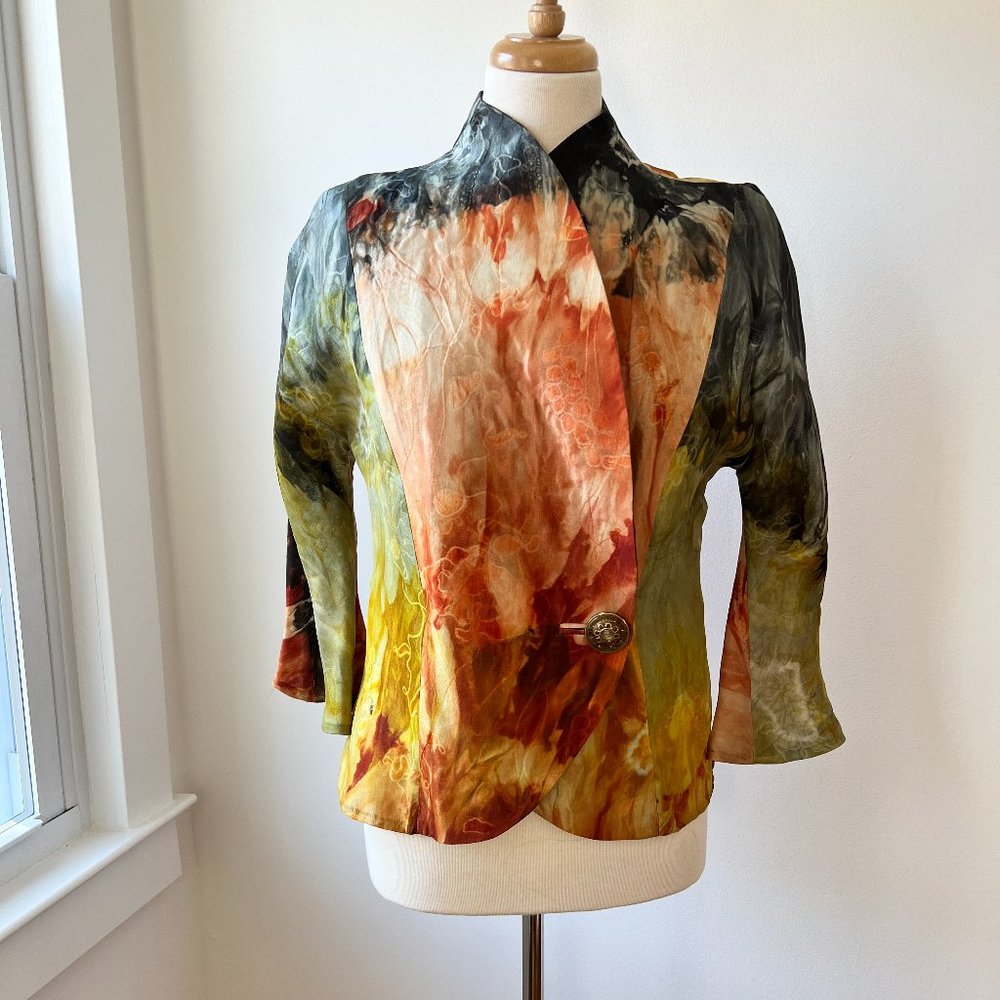 vintage Joan Mcgee art to wear silk blazer and tank set fiber artist